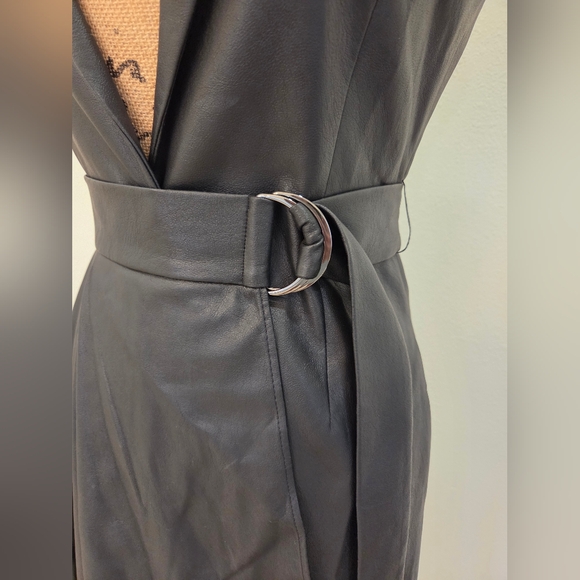 BCBG Maxazria Faux Leather Belted Long Vest XXS - Picture 4 of 7